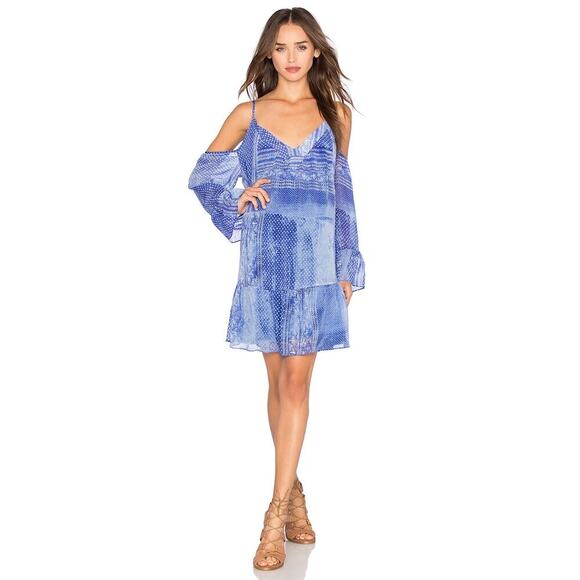 Rory Beca Whim Dress Blue Print Boho Women’s Size L - Picture 1 of 8